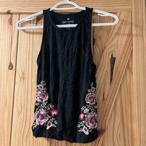 American Eagle Floral Embroidered Crop Tank